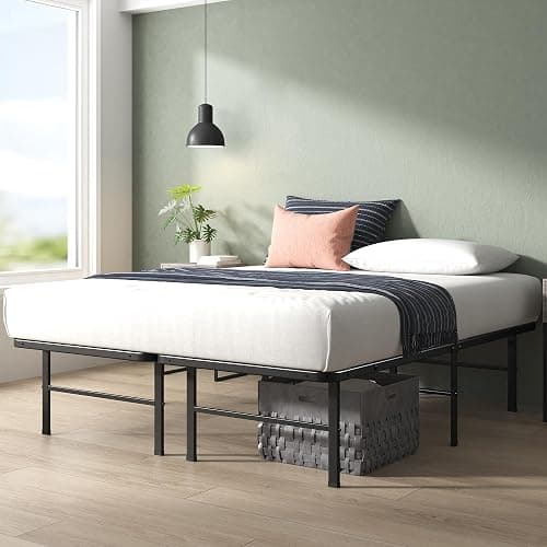 Zinus Rumi 14in Queen Metal Bed Frame, Quick Assembly SmartBase® Mattress Foundation, Heavy Duty Sturdy Steel with No Box Spring Needed, Eco-Friendly Packaging, Black thumbnail 3