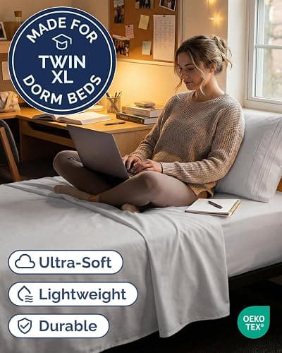 Twin XL Size 3 Piece Sheet Set - Comfy Breathable & Cooling Sheets - Hotel Luxury Bed Sheets for Women & Men - Deep Pockets, Easy-Fit, Soft & Wrinkle Free Sheets - Light Grey Oeko-Tex Bed Sheet Set thumbnail 2