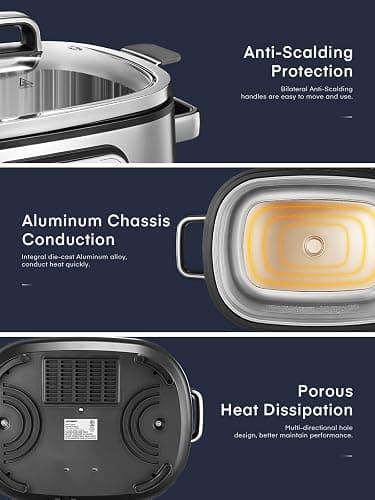 HOUSNAT Slow Cooker, 10 in 1 Programmable Pressure Cooker, 304 Stainless Steel Rice Cookers, Yogurt Maker, 6 QT Sous Vide, Delay Start, Adjustable Temp& Digital Time for Large Families or Entertaining thumbnail 6