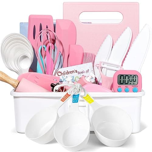 37PCS Kids Cooking Sets Real, Kids Cooking and Baking Gift Set with Storage Case Timer Kid Safe Knives Cutting Board, Toddler Real Kitchen Tools, Birthday Gifts for Girls Boys Age 3 - 8 - Image 1