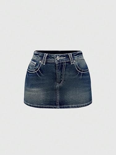 WDIRARA Women's Low Rise Butterfly Embroidery Bodycon Mini Denim Skirt Y2k Jean Skirt thumbnail 2