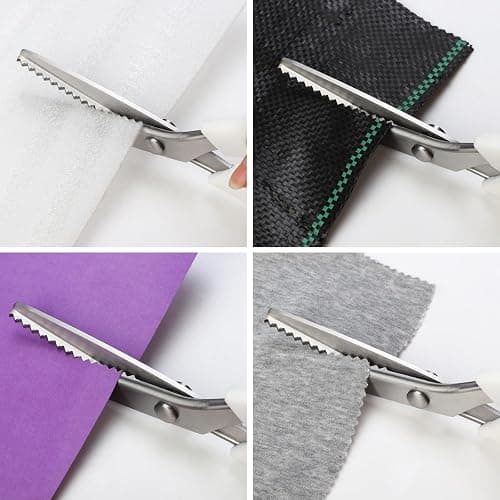 YUQGAOP Pinking Shears，9” Zig Zag Scissors for Fabric，Pinking Shears Scissors for Fabric Cutting，Professional Handheld Dressmaking，Great for Many Kinds of Sewing Fabrics Leather and Craft Paper thumbnail 6