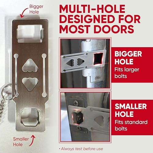 Portable Door Lock Extra Security Essential Safety & Privacy Travel Lockdown, Prevent Entry Stopper, Protect Family While Traveling Home Bedroom Hotel Apartment College (1 Red) thumbnail 3