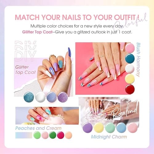 ROSALIND 30pcs Gel Polish Set, 26 Colors Pastel Pink Gel Nail Polish | with 4Pcs Base Gel Top Coat, Red Pink Orange Blue Four Seasons Colors, Soak Off UV Gels Nail, Gift for Women thumbnail 3