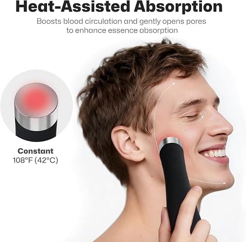 PRITECH Facial Cleansing Brush, Rechargeable Silicone Face Scrubber with Heat Massage End, Vibrating Exfoliator Scrubber for Deep Cleaning, Waterproof Face Brush for Women and Men (Black) thumbnail 6