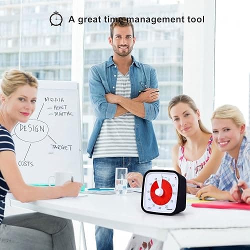 Visual Timer with Protective Case, Yunbaoit Upgraded 60-Minute Countdown Timer for Kids and Adults with Low Battery Remind, Silent Time Management Tool, No Ticking Optional Alert(Black) thumbnail 5