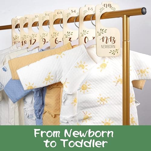 Baby Closet Dividers for Clothes Organizer - Set of 8 Beautiful Wooden Double-Sided Baby Clothes Size Hanger Organizer from Newborn to 24 Months for Boho Nursery Decor thumbnail 5