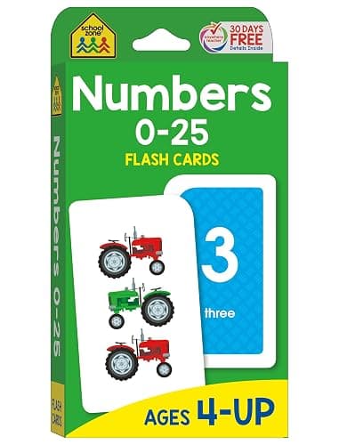 School Zone Numbers 0-25 Flash Cards: Toddler, Preschool, Kindergarten, Learn Math, Addition, Subtraction, Numerical Order, Counting, Problem Solving, Ages 4+, Packaging May Vary - Image 1