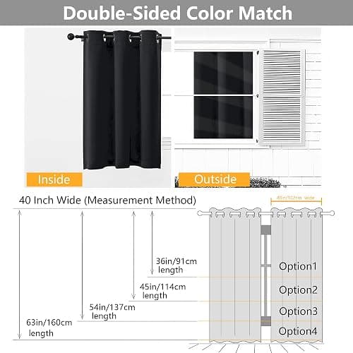 Simplebrand Halloween Black Blackout Curtains for Bedroom 63 Inch Length 2 Panels Set, Grommet Solid Thermal Insulated Black Out Curtains, Room Darkening Energy Saving Window Drapes, W40 x L63 thumbnail 7