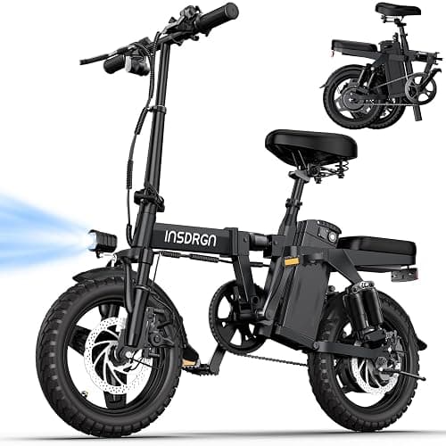 INSDRGN Electric Bike for Adults and Teens,14" Folding Adult E Bike with 650W Peak Motor,20MPH,28Miles Range,Advanced 9-Point Suspension & Dual Disc Brake,Removable Battery,UL 2849 Certified - Image 1