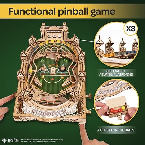UGEARS Harry Potter Quidditch Pinball Machine - 3D Wooden Puzzles for Adults to Build, Mechanical Wooden Model Kits, Wood Brain Teaser Puzzles, Harry Potter 3D Puzzle Pinball Game for Christmas thumbnail 4
