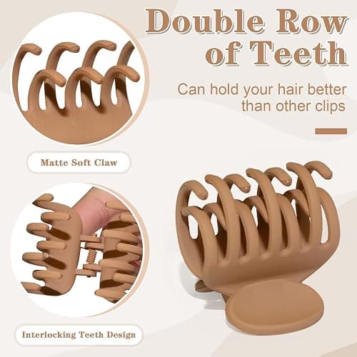 1.6" Matte Small Double Row Teeth Hair Clips for Women - Strong Hold Jaw Clamps for Thin, Fine & Thick Hair thumbnail 2