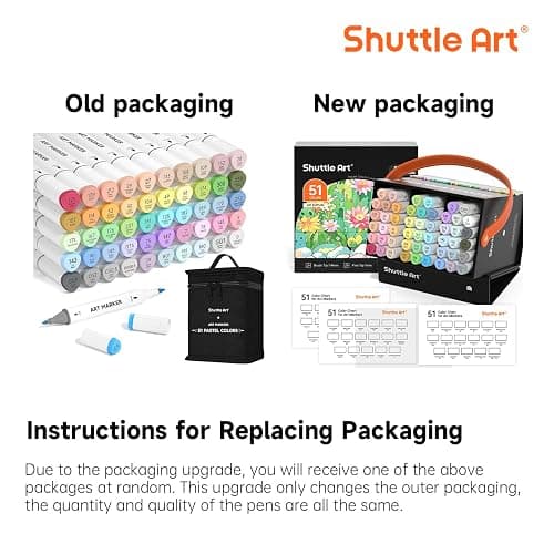 Shuttle Art Pastel Alcohol Markers Brush tip, Dual Tip Brush & Fine Tip Art Marker Set, 50 Colors plus 1 Blender Marker Pens with Case Perfect for Illustration Kids Students Adults Coloring Sketching thumbnail 2