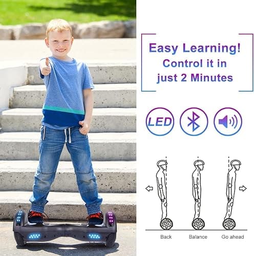 SISIGAD Scooter Seat Attachment, 6.5'' Self Balancing Scooters Go Kart with Bluetooth and LED Lights,Kids Boys Girls Adults thumbnail 6