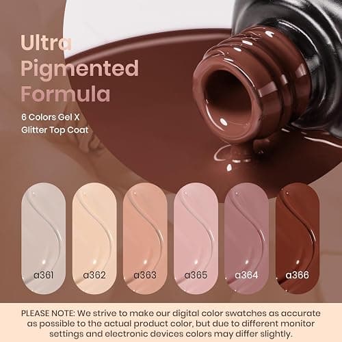 beetles Fall Gel Polish Set - Skin Tones Collection Nude Brown 6 Colors Gel, Polka Dot Nails Design Neutral Polish Soak off Uv Led Lamp Needed Manicure Diy Home thumbnail 3