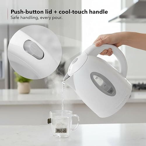 OVENTE Electric Kettle, 1.7L Fast Boiling Water Heater for Coffee or Tea, BPA Free with Water Level Gauge, Auto Shut-Off, Boil-Dry Protection, Indicator Light and Removable Filter, White KP72W thumbnail 7
