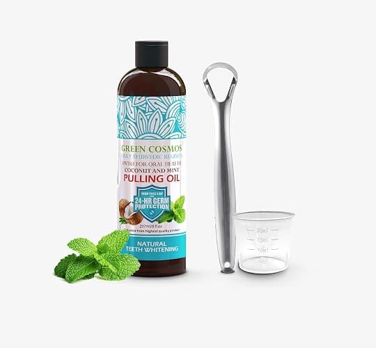 Coconut Mint Pulling Oil Mouthwash, 237ml Natural Teeth Whitening, Ayurvedic Daily Swish for Oral Health Alcohol & Fluoride Free, Healthy Gums, Fresh Breath, Solution for Bad Breath (One Pack) - Image 1