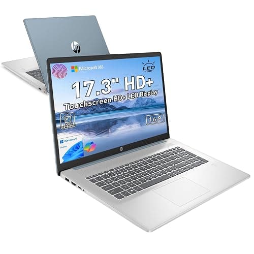 HP 17.3” Touchscreen Laptop w/Microsoft 365, 16GB RAM, 1TB SSD+128GB UFS | Webcam w/ shutter, Fingerprint Reader, Backlit Keyboard, Microsoft Copilot Key, Intel Quad-Core CPU, Win11, Blue - Image 1