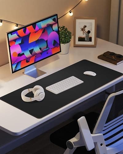 Leather Desk Pad Protector, Mouse Pad, Office Desk Mat, Non-Slip PU Leather Desk Blotter, Laptop Desk Pad, Waterproof Desk Writing Pad for Office and Home (Black, 31.5" x 15.7") thumbnail 7
