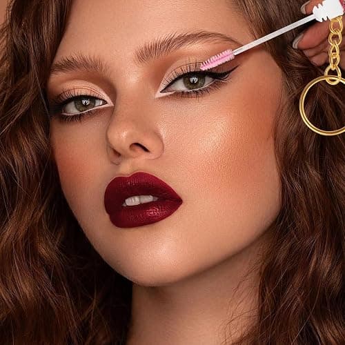 Mekupeu 20pcs Mascara Wands Set Includes Crystal Eyelash Spoolies Eyebrow Brush and Reusable Diamond Key Chain Tube Eyelash Extension Supplies (Pink) thumbnail 3