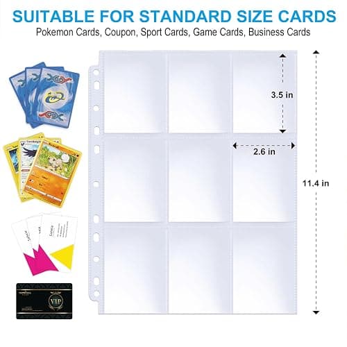 ABLY 720 Pocket Double Sided Card Sleeves, 9-Pocket, for 3 Ring Binder | 40 pages, trading card protector sheets for Pokemon, baseball, Skylanders, clear plastic, fit 3-ring binder thumbnail 2