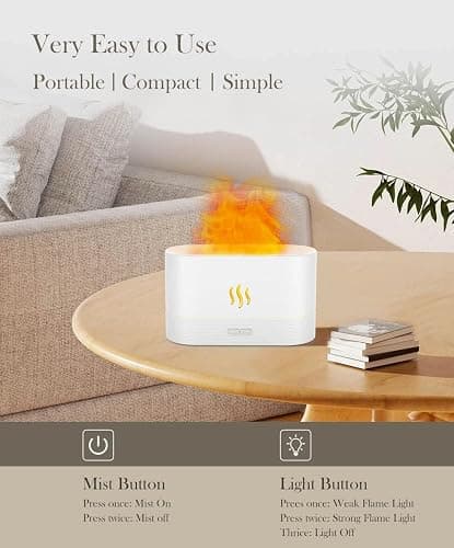 Flame Air Diffuser Humidifier,Upgraded Scent Diffuser for Essential Oils,Ultrasonic Aromatherapy,Fire Mist Humidi with 2 Brightness,Auto-Off Function for Room Home Office(Black) thumbnail 3