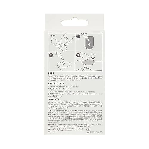 KISS Gel Fantasy, Press On Nails, Nail glue included, 'Happy Hands', White, Short Size, Oval Shape, Includes 28 Nails, 2g glue, 1 Manicure Stick, 1 Mini File thumbnail 8