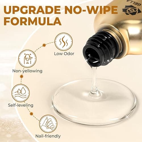 UNA GELLA No Wipe 2PCS Gel Top Coat Base Coat Set, Highly Glossy Top Coat Gel Nail Polish Strengthen and Acid-Free Clear Nail Base Soak Off, Key to Manicure for Her (U V Cure Need) thumbnail 6