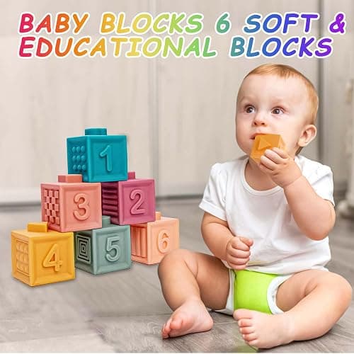 FLLOBE Baby Toys 6-12 Months, Montessori Toys for 1 Years Old, 6-in-1 Set Infant Toys with Sensory Toy, Spinner for Babies, Stacking Toy for Toddlers 1-3 Learning, Gifts for Toddler Newborn, 32PCS thumbnail 5