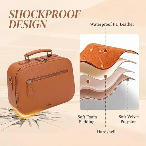 Divvia Camera Sling Bag, Waterproof PU Leather Crossbody Camere Bag for Photographers, Small Shockproof Case with Removable Dividers for DSLR/SLR/Mirrorless, 4L Brown thumbnail 6