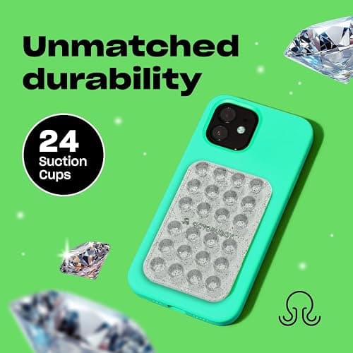 OCTOBUDDY Diamonds - Silicone Suction Phone Case Adhesive Mount - Hands-Free Grip with 24 Suction Cups for Videos & Selfies - 2.6" x 3.9", Legacy thumbnail 5