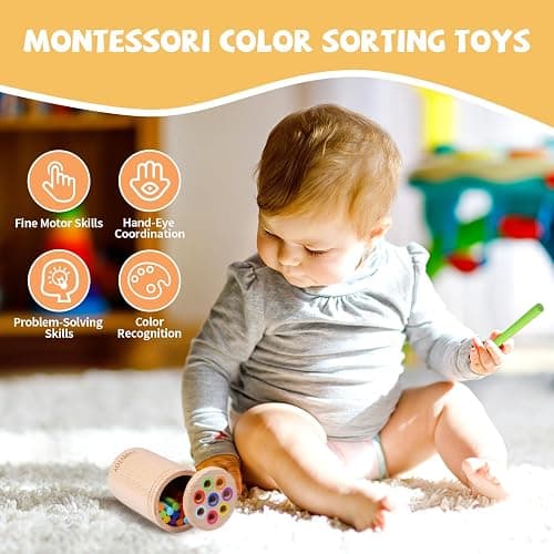 YHHYTOY Montessori Toys for 1+ Year Old, Toddler 18 Month Old Toy Color Sorting Preschool Learning Activities, Fine Motor Skills Sensory Toys for Toddlers 1-3, 1 2 3 Year Old Girl Boy Baby Gifts thumbnail 4