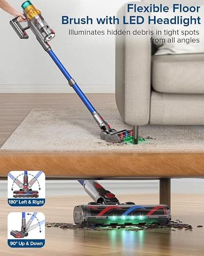 REBANIC S8 Cordless Vacuum Cleaner, 600W 48Kpa Up to 65mins Stick Vacuum Rechargeable, Wireless Lightweight Handheld Vacuum Cleaners for Home Pet Hair Carpet Hardwood Floor Car thumbnail 8