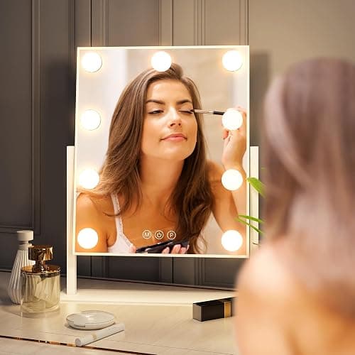 ZL ZELing Vanity Mirror with Lights,Makeup Mirror with Lights,Light up Mirrors with Smart Touch 3 Colors Dimmable,Mirror with Lights with 360° Rotation thumbnail 6
