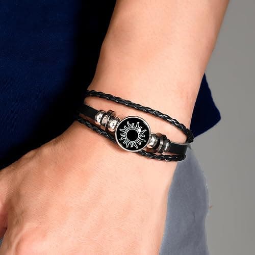 Sun and Moon Bracelets for Couples, Matching Black and Pink Adjustable Set, Couples Jewelry Gift for Him and Her thumbnail 6