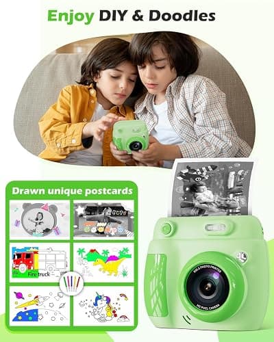 Kids Camera Instant Print - Christmas Birthday Gifts for Girls Boys Age 3-12, 1080P Video Digital Camera with 3 Rolls Printing Paper, Toddler Travel Toy Camera for 4 5 6 7 8 9 10 11 Year Old - Green thumbnail 4