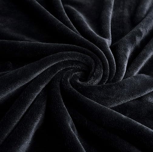 TASTHROW Large Flannel Fleece Throw Blanket, 50×70 Inch - Cozy Lightweight Thick Blanket - All Seasons Suitable for Women, Men and Kids (Black) thumbnail 8