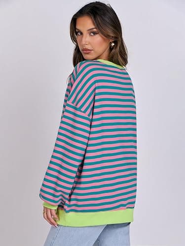 ANRABESS Women Striped Sweatshirts Oversized Crewneck Long Sleeve Shirts Y2K Pullover Top 2025 Fall Outfits Fashion Clothes thumbnail 5