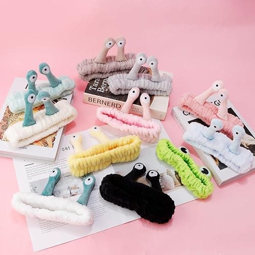 SuPoo Snail Face Wash Headband - Light Pink, Soft Microfiber Material, Funny Design, One Size Fits Most, Strong Water Absorbent, Multi-Function Use for Spa, Sports, Yoga, Makeup, Face-Washing, Shower thumbnail 6