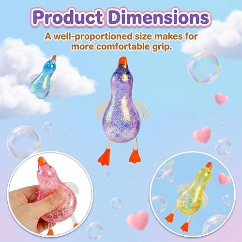 Cute Duck Squishy Sugar Stress Ball,Soft Duck Stress Relief Sugar Ball Toys and Moldable Slow Rise Relaxing Sensory Fidget Stress for Anxiety Relief(Pink) thumbnail 7