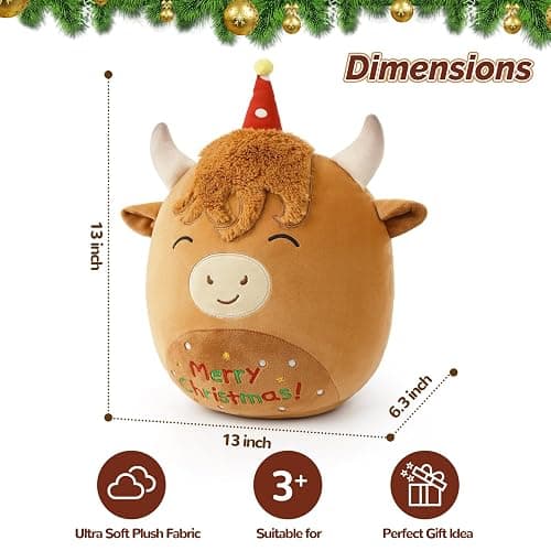 14'' Highland Cow Stuffed Animals Plush Pillows, Scottish Highland Cattle Plushies, Soft Stuffed Cow Plush Toys for Cuddle & Squish, Highland Cow Decor Highland Cow for Kid Adult - Highland Cow-2 thumbnail 3