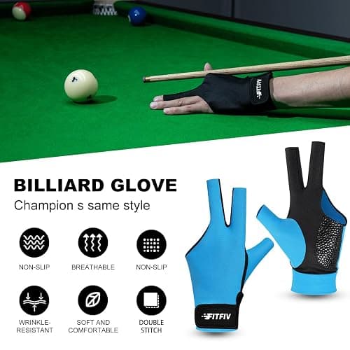 FITFIV Billiard Pool Glove for Left Hand 3 Finger, Durable Double Stitching, Snooker Cue Sport Glove Adjustable Popular Sizes for Men & Women thumbnail 4