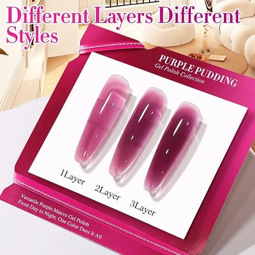 Double Rhythm 0.5 Oz Jelly Gel Polish Same Color Same Bottle Sheer Neutral Natural Light Milky Pastel 15ML Translucent Polish Art DIY at Home (Dark Purple Rose-A1798) thumbnail 3