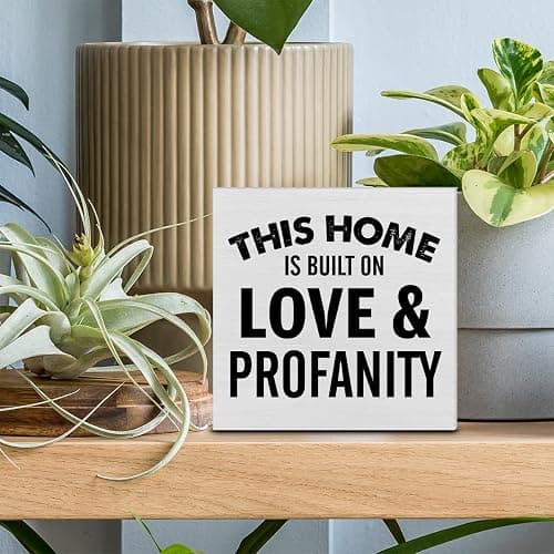 This Home is Built on Love Decorative Wooden Box Sign Home Family Wood Block Plaque Decor Modern Shelf or Wall Display for Living Room Bedroom thumbnail 2