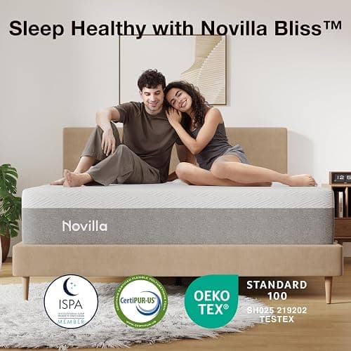 Novilla Bliss King Size Mattress, 12 Inch Gel Memory Foam King Mattress | Cool Night Sleep & Pressure Relief, Support Foam for Spine Alignment & Motion Isolating, Medium Plush Feel thumbnail 7