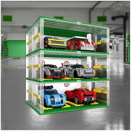 Cabeeskii Parking Garage Compatible Speed Champions Car, DIY 3-Layer Parking Display Case, 130PCS Modular Building Display Case Compatible with Sport Auto(Cars Not Included) thumbnail 2