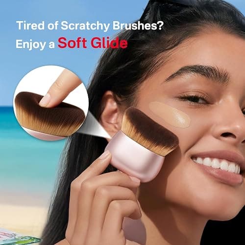 Streak-Free Kabuki Self Tanner Brush, Large Body Makeup Brush,Soft Dense Body Brus h for Self Tanner, Vegan Tanning Brush for Self Tan, Even Coverage, Ideal for Mousse, Lotion & Bronzing Foam, Pink thumbnail 3