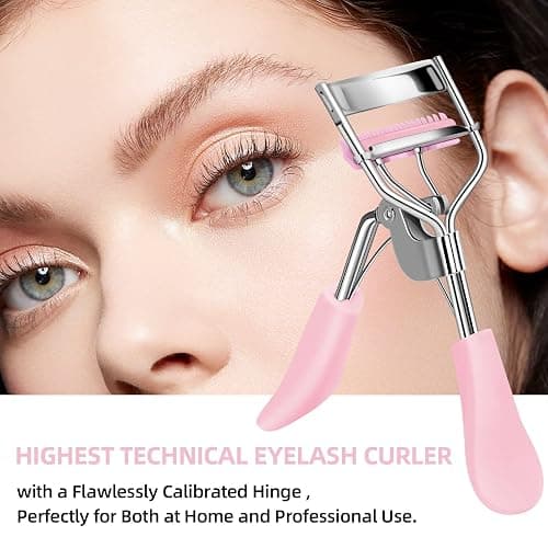 Zowor Eyelash Curler with Comb Fit All Eye Shape Curved Eyelash Curlers,Natural and Long Lasting Lash Curler for Women Make Up Gift(Pink) thumbnail 5