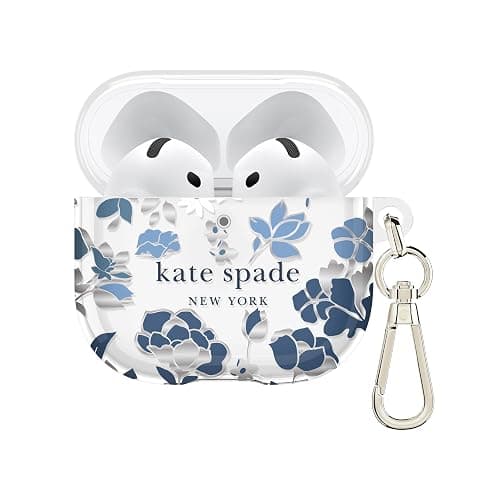 kate spade new york AirPods 4 Protective Case with Keychain Ring - Flowerbed Blue, Compatible with AirPods 4th Generation - Image 1