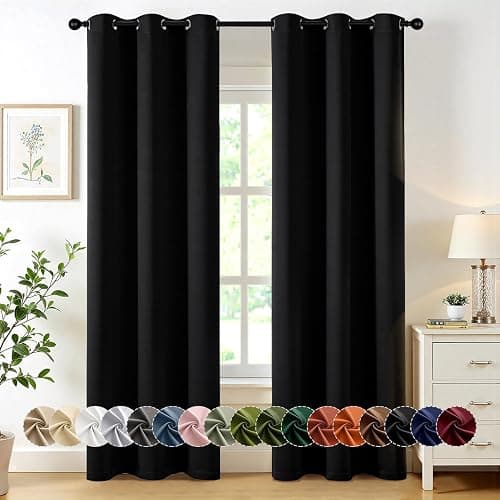 MIULEE Blackout Curtains for Bedroom 2 Panels 40 x 84 Inch Long Black | Thermal Insulated, Halloween Living Room Darkening Grommet Drapes, Noise Reducing, Light Blocking Window Treatments - Image 1